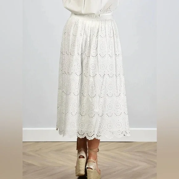 Ulla Johnson The Clarabella Maxi Eyelet Skirt Color Prestine White 100% Cotton 2